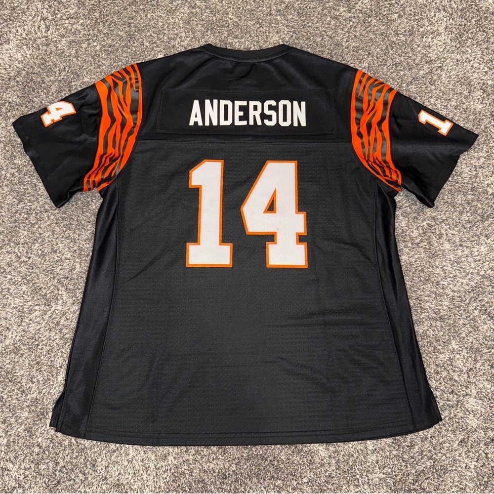 Mens Cincinnati Bengals Black #14 Ken Anderson NFL Pro Line Vintage Jersey Large